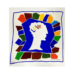 Vintage Yves Saint Laurent LOVE print silk scarf 1985 YSL