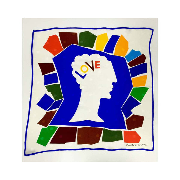 Vintage Yves Saint Laurent LOVE print silk scarf 1985 YSL