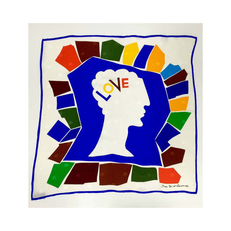Vintage Yves Saint Laurent LOVE print silk scarf 1985 YSL