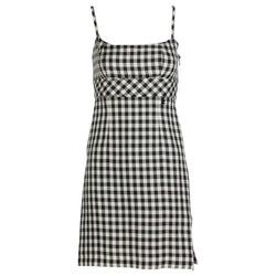 Vintage Chanel Black White Silk Gingham Dress Basha Gold Vintage Chanel Black White Silk Gingham Dress Basha Gold