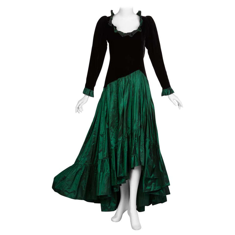 ysl green dress 1958 Christian Dior by Yves Saint Laurent Emerald Green Cocktail Dress