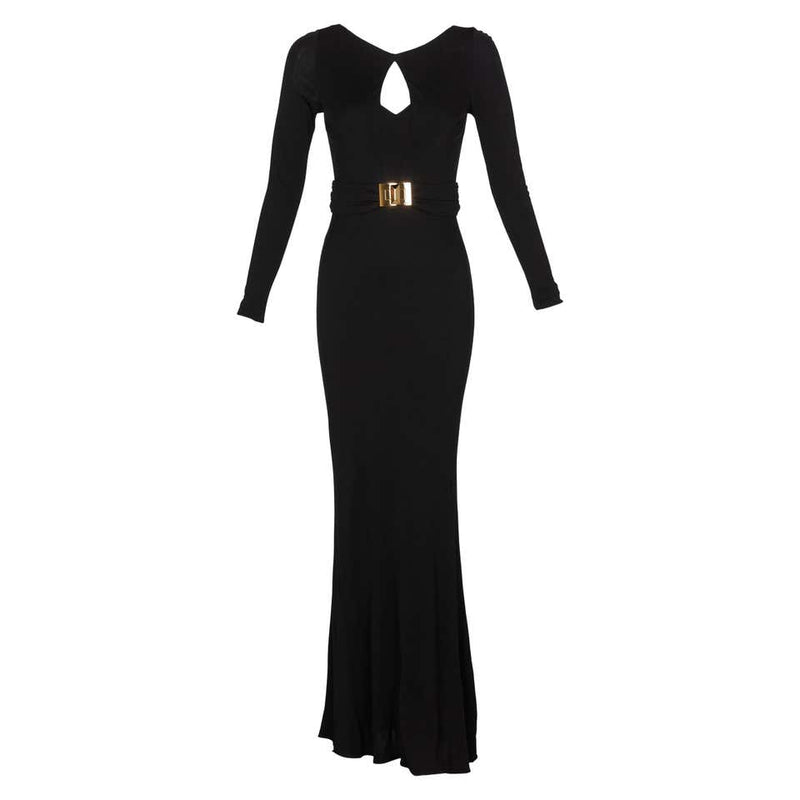 Emilio Pucci Black Liquid Jersey Cut Out Gold Maxi Dress Gown Basha Gold Emilio Pucci Black Liquid Jersey Cut Out Gold Maxi Dress Gown Basha Gold