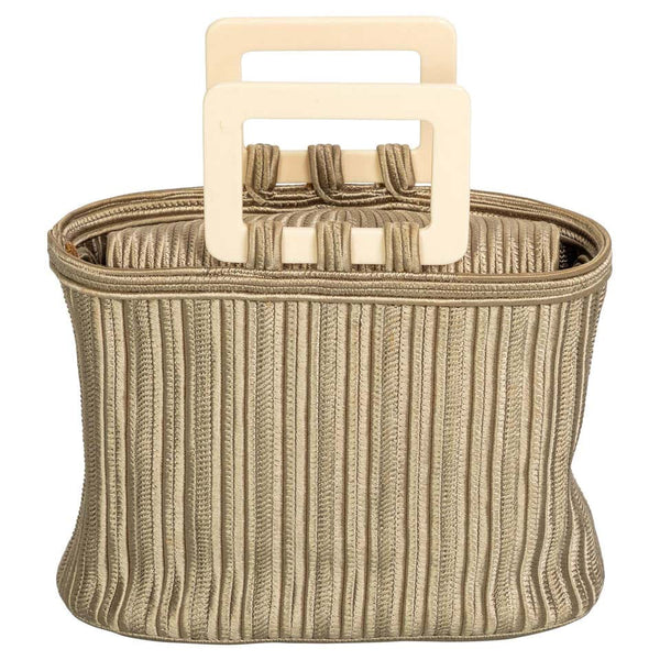 Yves Saint Laurent Champagne Ivory Top Handle Passementerie Bag YSL, 1990s