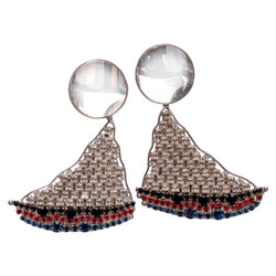 Yves Saint Laurent Crystal Sailboat Earrings Rare Collectors YSL, 1988