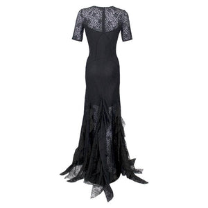 Nina Ricci Black Lace Ruffles Fishtail Evening Gown, 2013