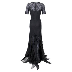 Nina Ricci Black Lace Ruffles Fishtail Evening Gown, 2013