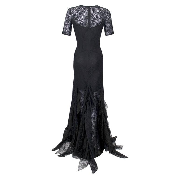 Nina Ricci Black Lace Ruffles Fishtail Evening Gown, 2013