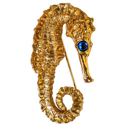 Vintage Yves Saint Laurent Rare Gold Seahorse Brooch YSL