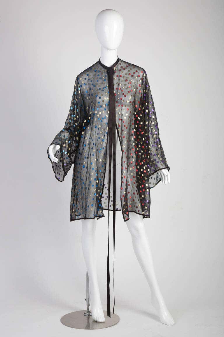 Stunning Saint Laurent 1978 Sheer Silk with Metallic Dot Ensemble Documented