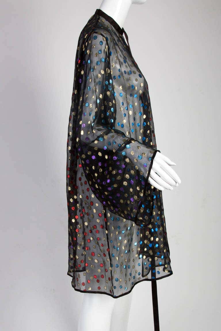 Stunning Saint Laurent 1978 Sheer Silk with Metallic Dot Ensemble Documented
