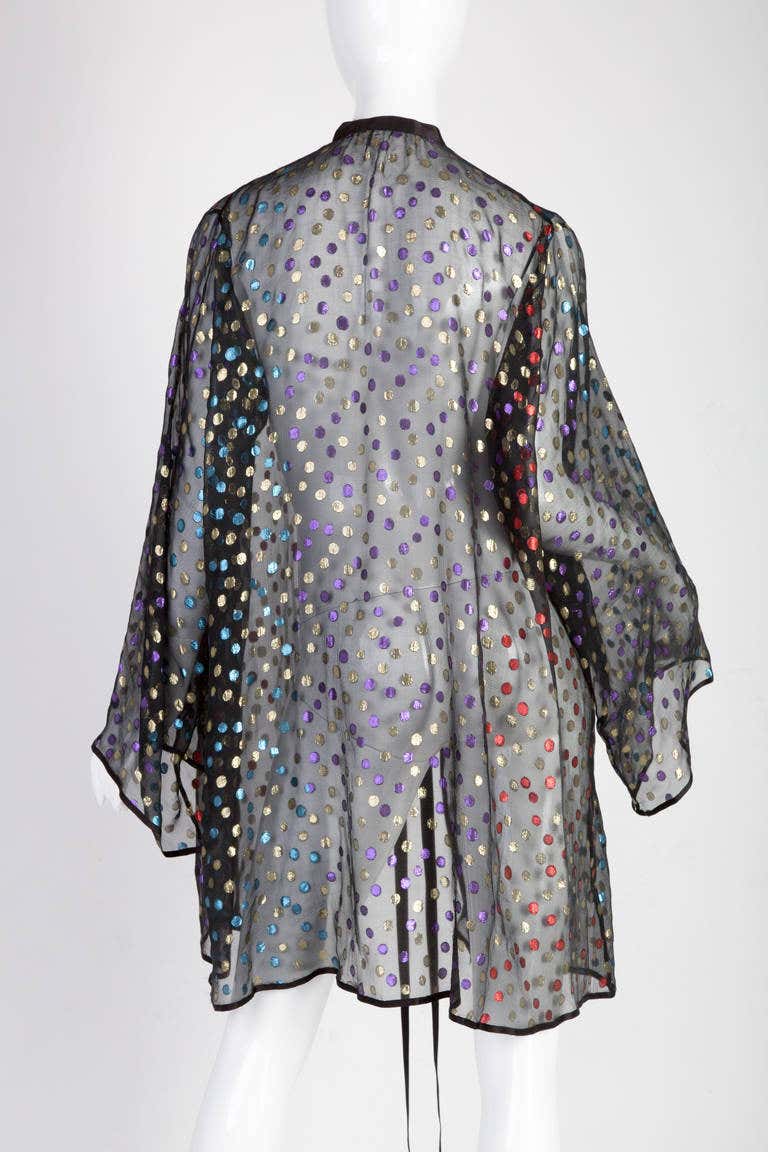 Stunning Saint Laurent 1978 Sheer Silk with Metallic Dot Ensemble Documented