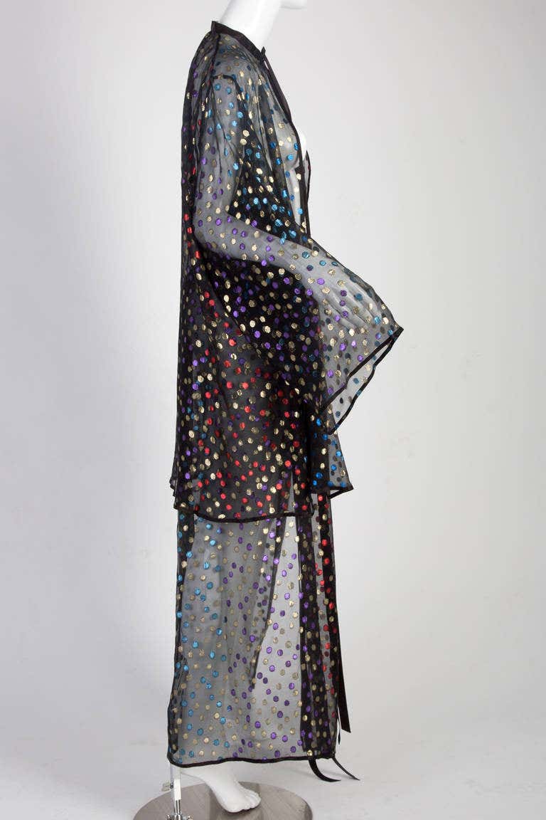 Stunning Saint Laurent 1978 Sheer Silk with Metallic Dot Ensemble Documented