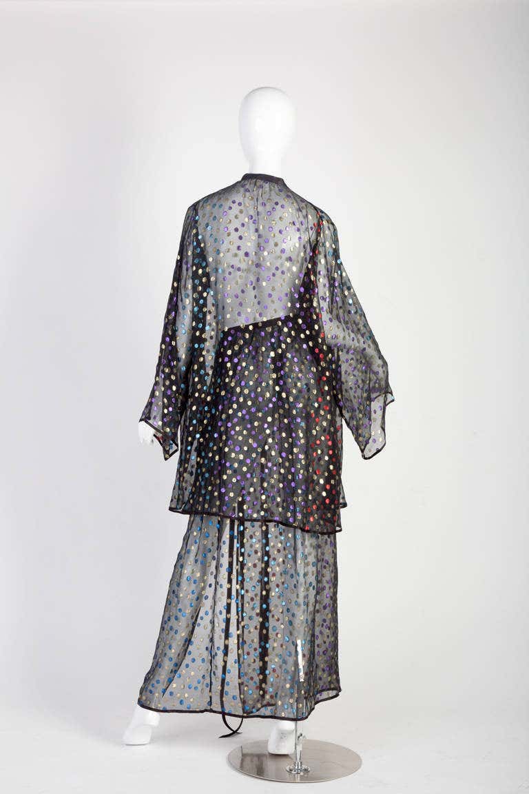 Stunning Saint Laurent 1978 Sheer Silk with Metallic Dot Ensemble Documented