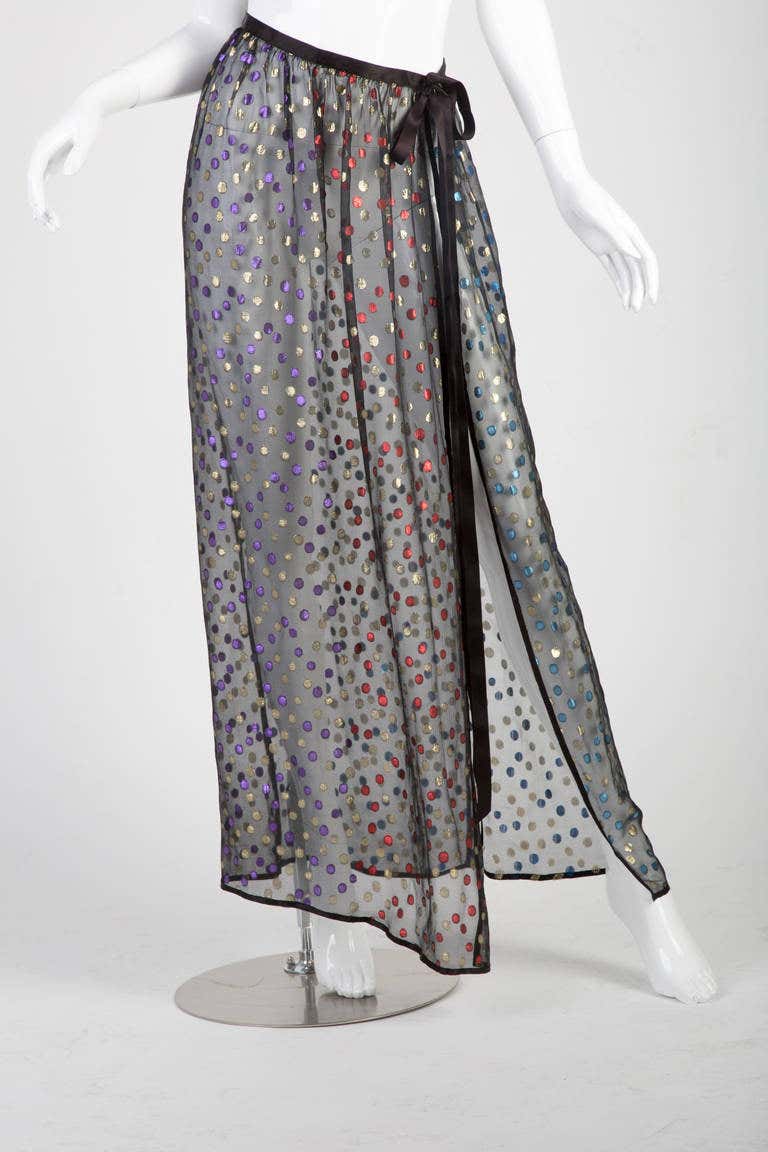Stunning Saint Laurent 1978 Sheer Silk with Metallic Dot Ensemble Documented