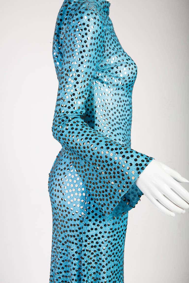 Mollie Parnis Boutique Sequin Maxi Dress