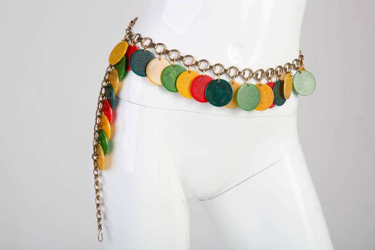 Rare Yves Saint Laurent Bakelite Disc Belt YSL