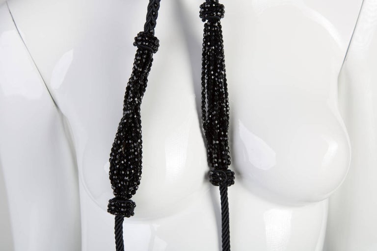 Yves Saint Laurent YSL Black Beaded Rope and Tassel Necklace Belt, 1990s
