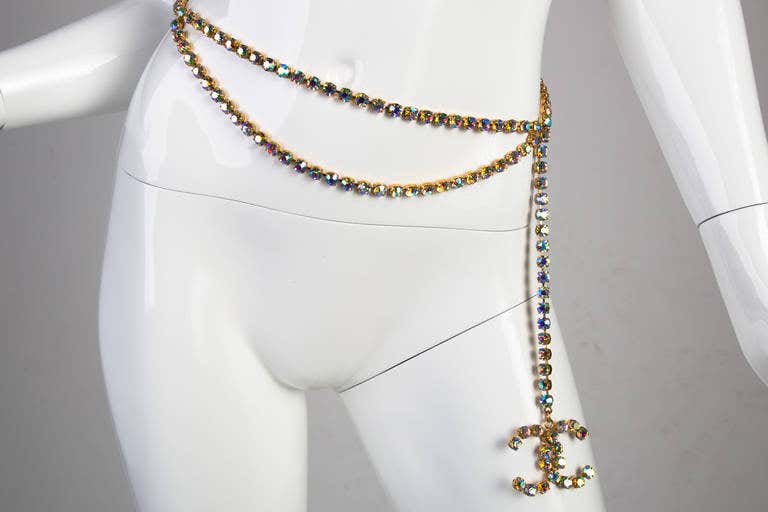 1990s Chanel Runway Dazzling Aurora Borealis Crystal Belt 1994 Documented