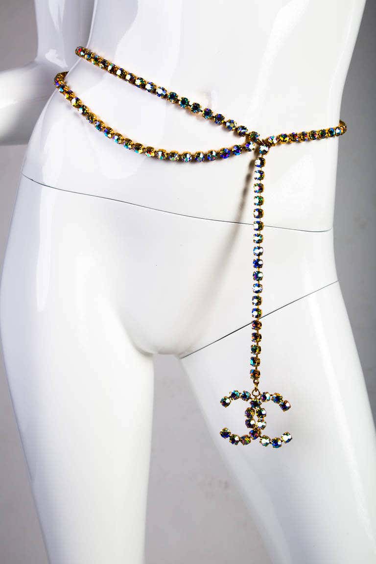 1990s Chanel Runway Dazzling Aurora Borealis Crystal Belt 1994 Documented