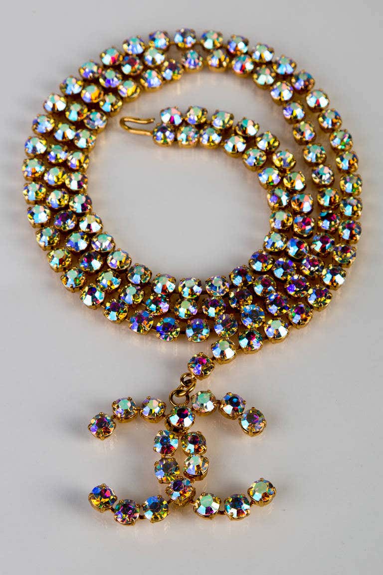 1990s Chanel Runway Dazzling Aurora Borealis Crystal Belt 1994 Documented