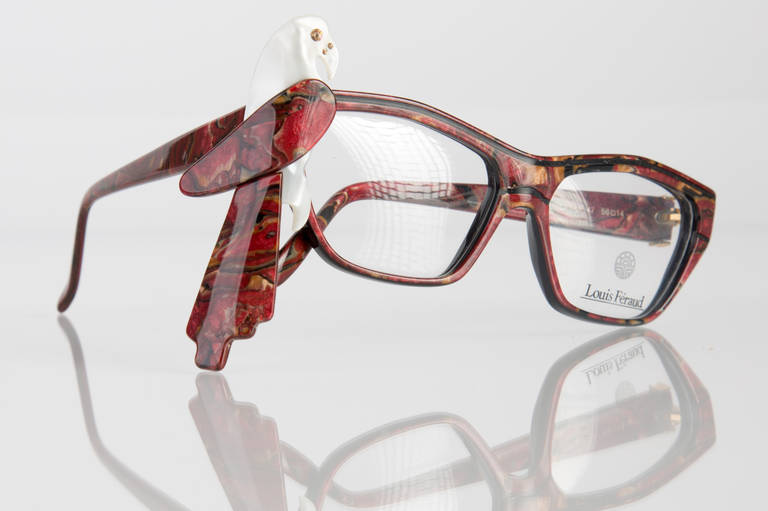 1980s Louis Feraud Parrot Marble Burgundy Glasses Frames for Sunglasse –  Basha Gold