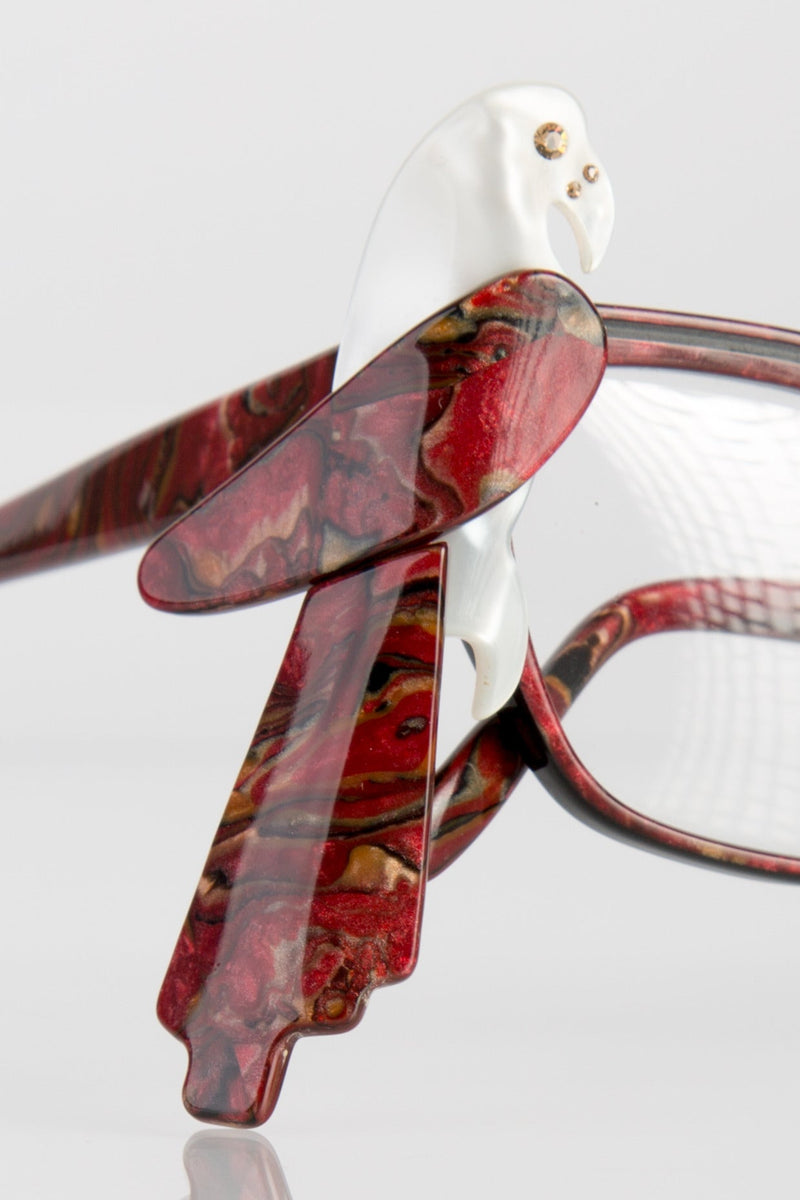 1980s Louis Feraud Parrot Marble Burgundy Glasses Frames for Sunglasses