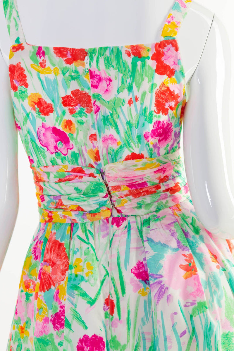 1990s Leonard Paris Multicolor Floral Silk  Maxi Dress Gown