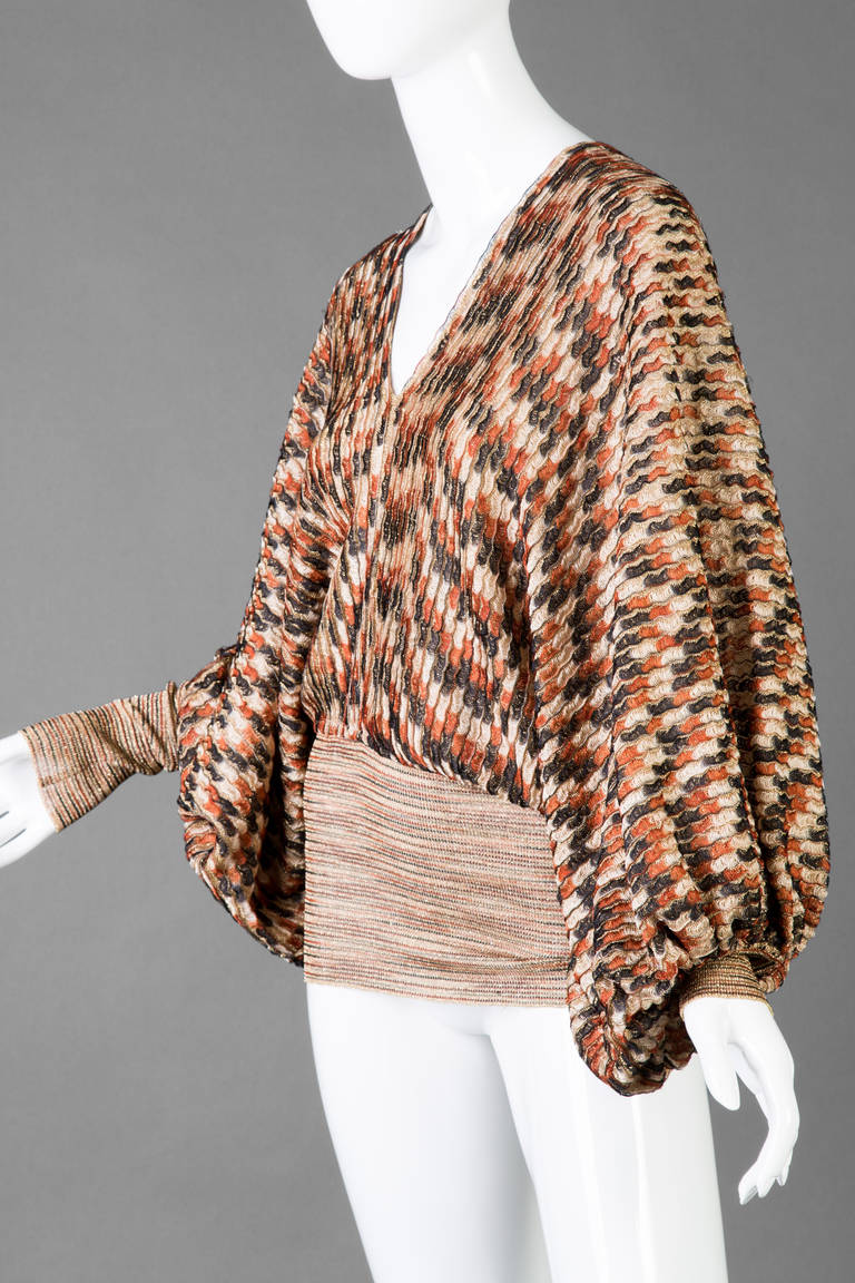1970s Missoni Multicolor Metallic Knit Top