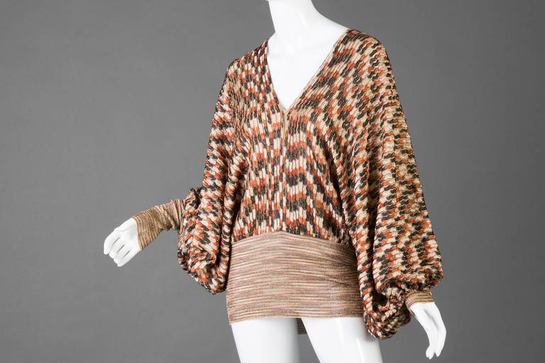 1970s Missoni Multicolor Metallic Knit Top