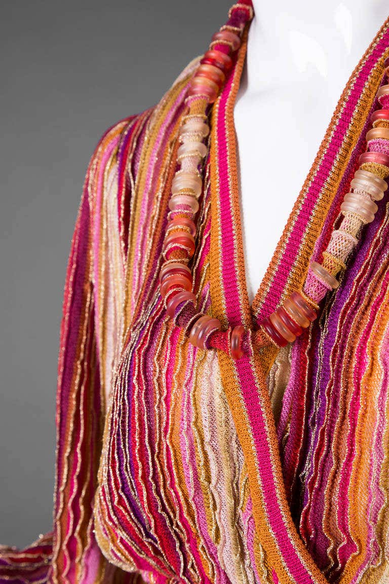 1970s Missoni Vintage Colorful Metallic Knit Skirt Set & Necklace