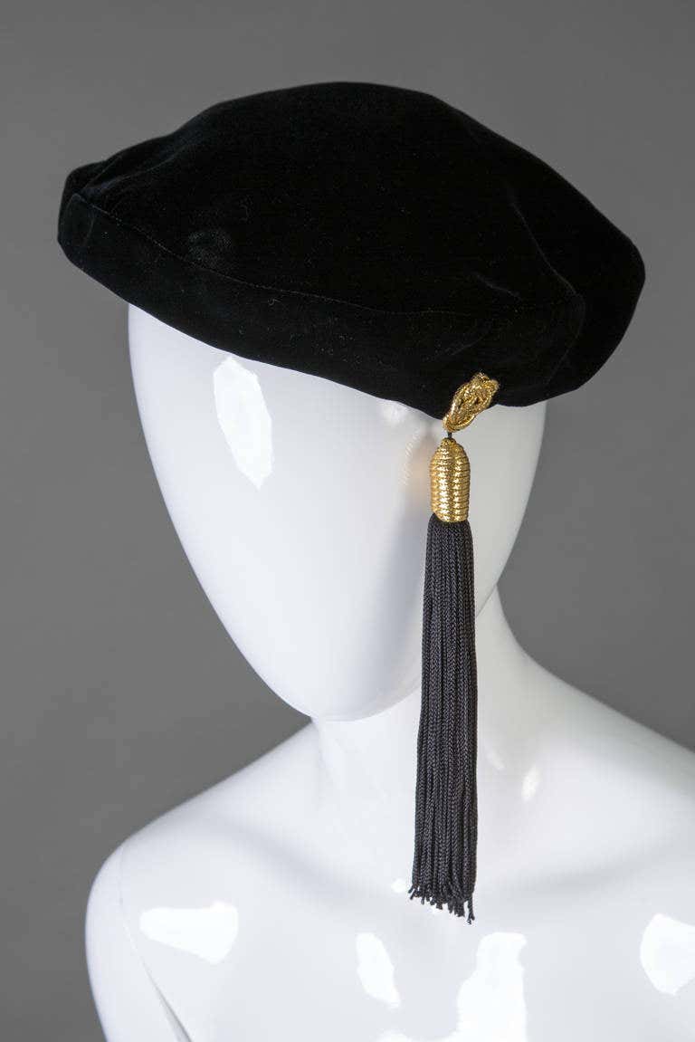 Vintage Yves Saint Laurent Russian Tassel Beret Hat YSL