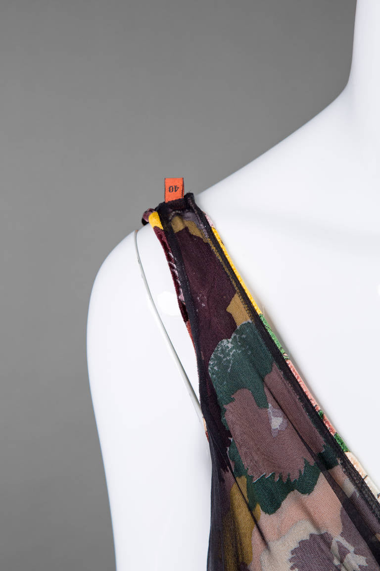 Missoni Silk velvet Pansy Print Crystal Waist Embellishment Dress 1930s Style