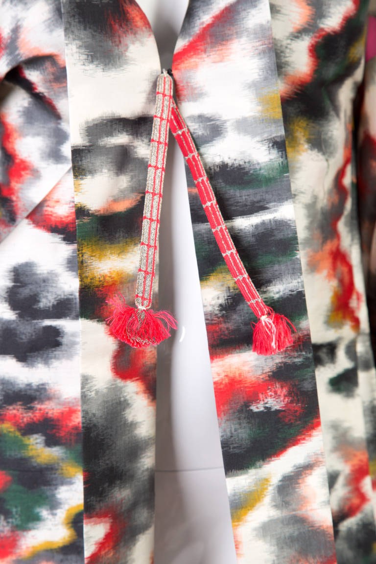 Vintage Japanese Multicolored Watercolor Print Kimono Jacket Vintage