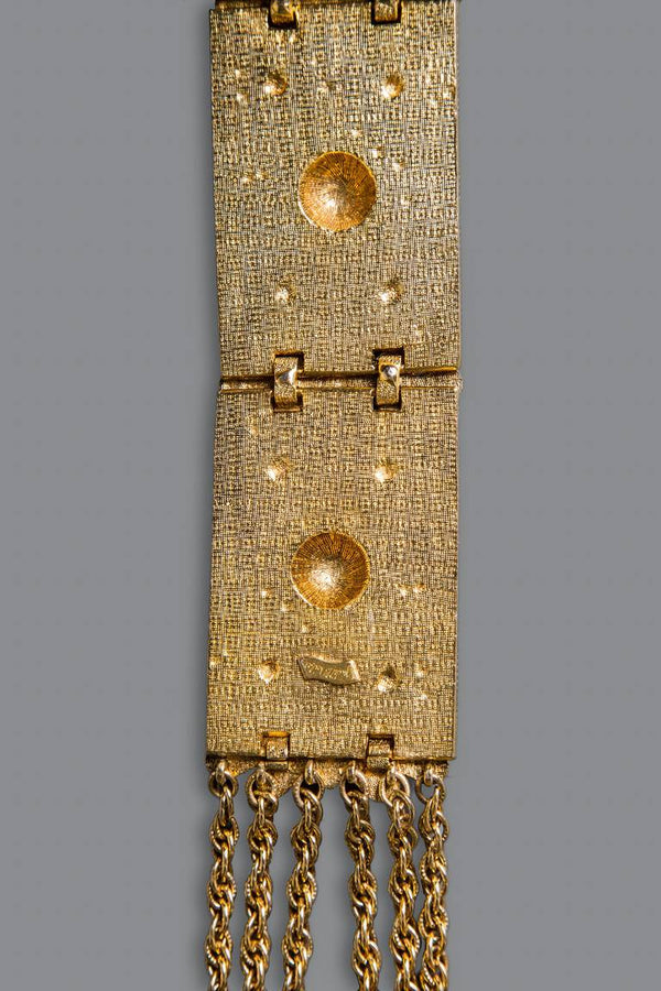Judith Leiber Gold Large Pendant Chain Tassel Necklace, 1970s