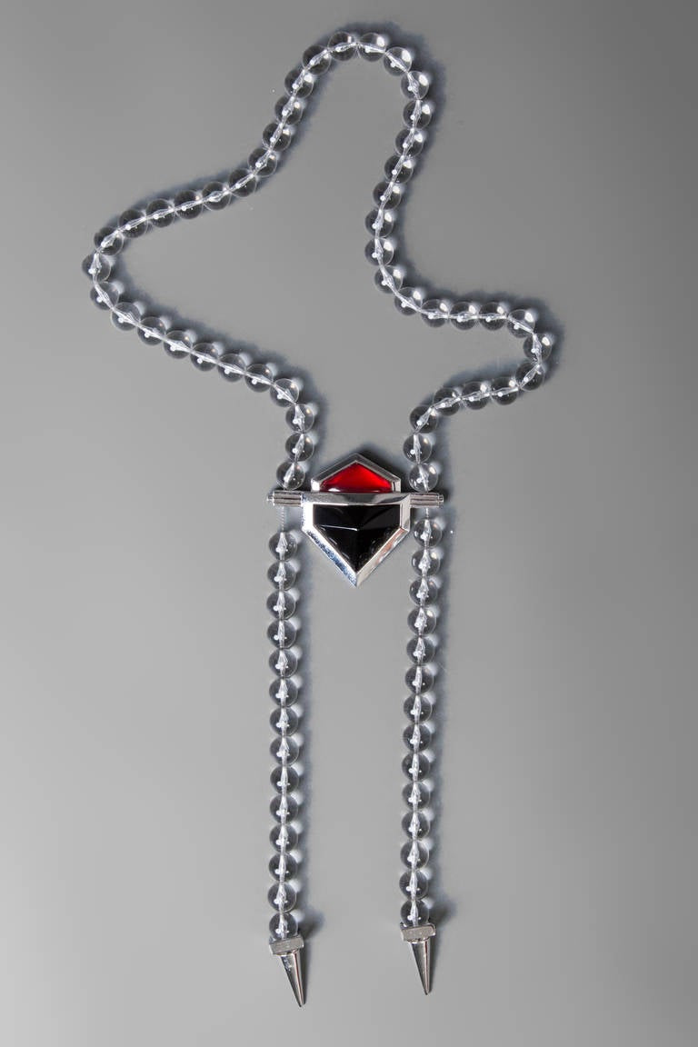 Vintage Yves Saint Laurent Large Lucite Bead and Geometric Glass Necklace YSL