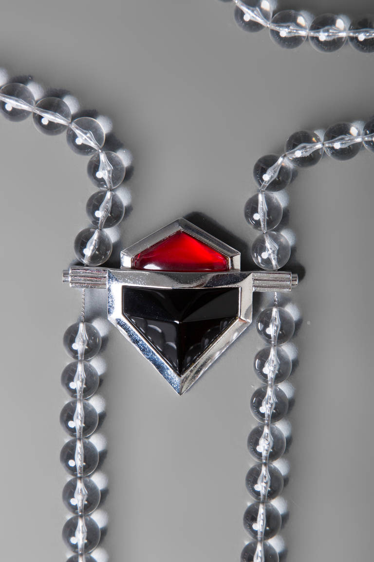 Vintage Yves Saint Laurent Large Lucite Bead and Geometric Glass Necklace YSL