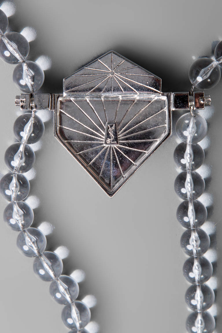 Vintage Yves Saint Laurent Large Lucite Bead and Geometric Glass Necklace YSL