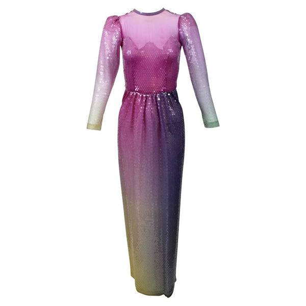 Vintage Loris Azzaro Custom Couture Ombre Sequin Gown