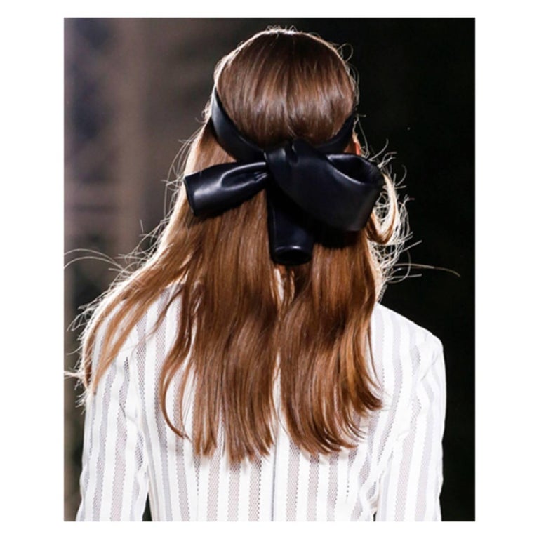 2014 S S Balenciaga Black Leather Knot Headband Basha Gold