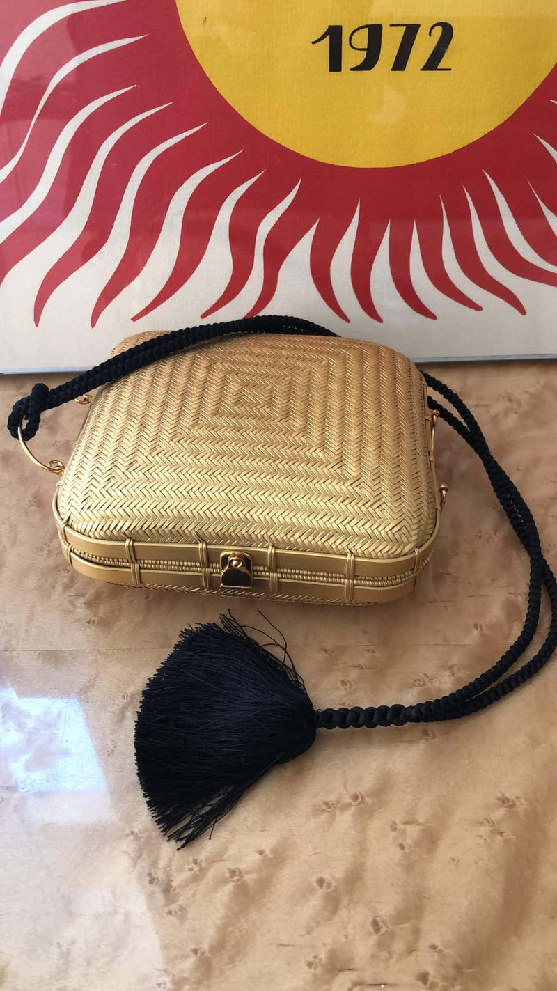 Tiffany & Co. by Elsa Peretti Gold Lacquered Bamboo Tassel Minaudière Bag, 1990s