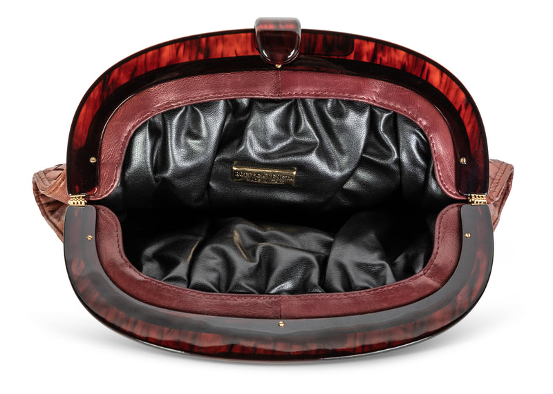 Bottega Veneta Burgundy Intrecciato Leather Clutch, 1980s
