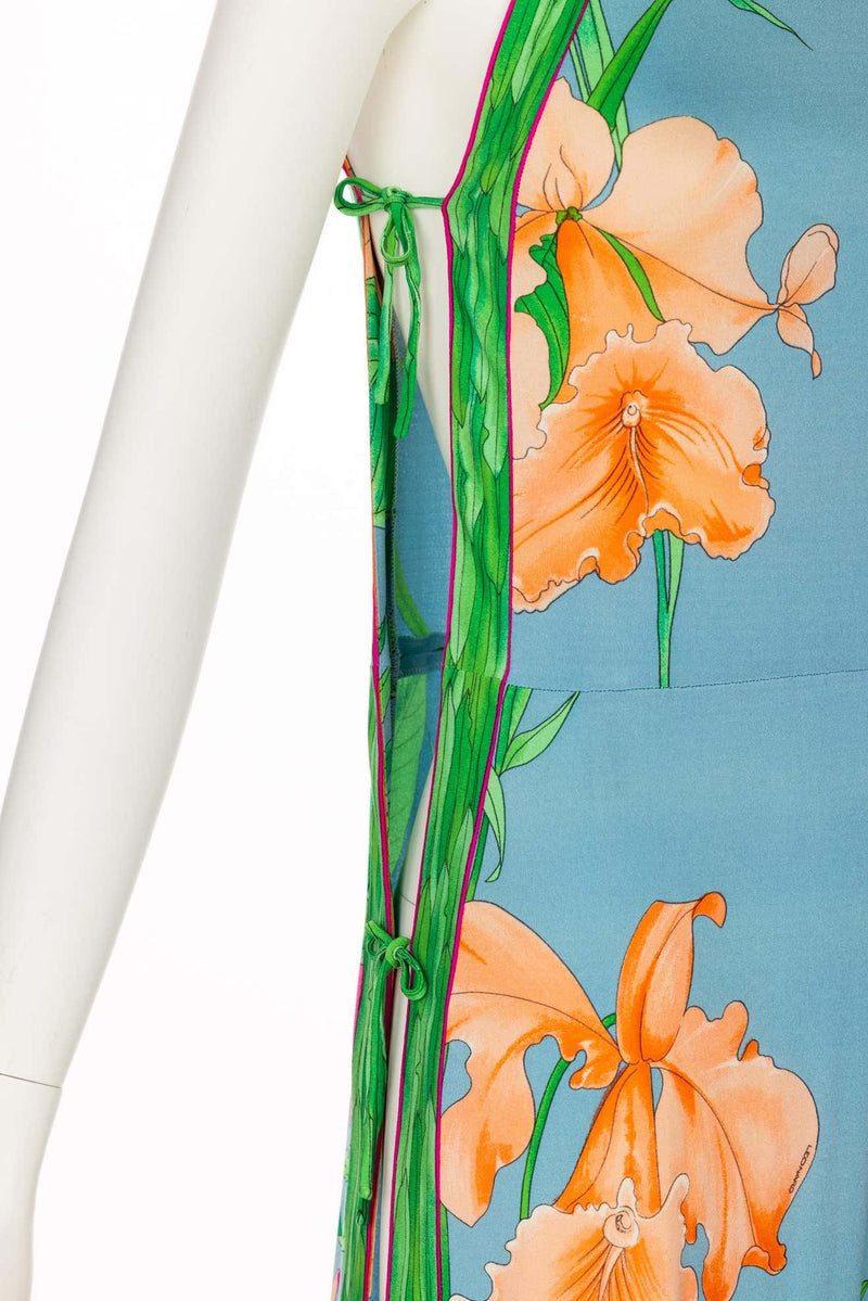 Vintage Leonard Paris Floral Print Open Side Silk Jersey Dress, 1970s