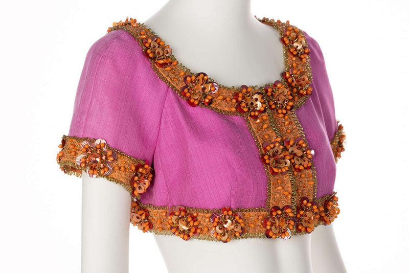Christian Dior Pink Beaded Cropped Jacket Top Demi Couture Resort 2009