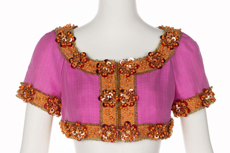 Christian Dior Pink Beaded Cropped Jacket Top Demi Couture Resort 2009