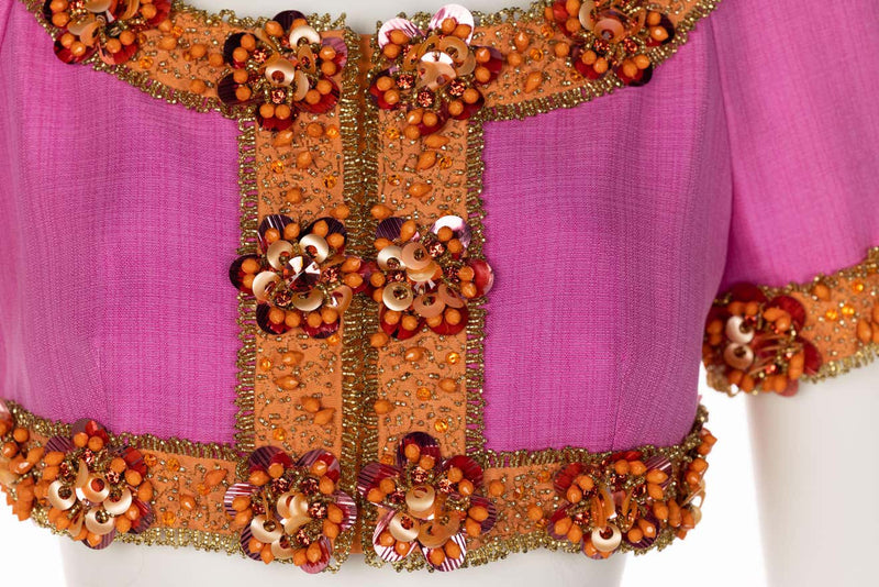 Christian Dior Pink Beaded Cropped Jacket Top Demi Couture Resort 2009