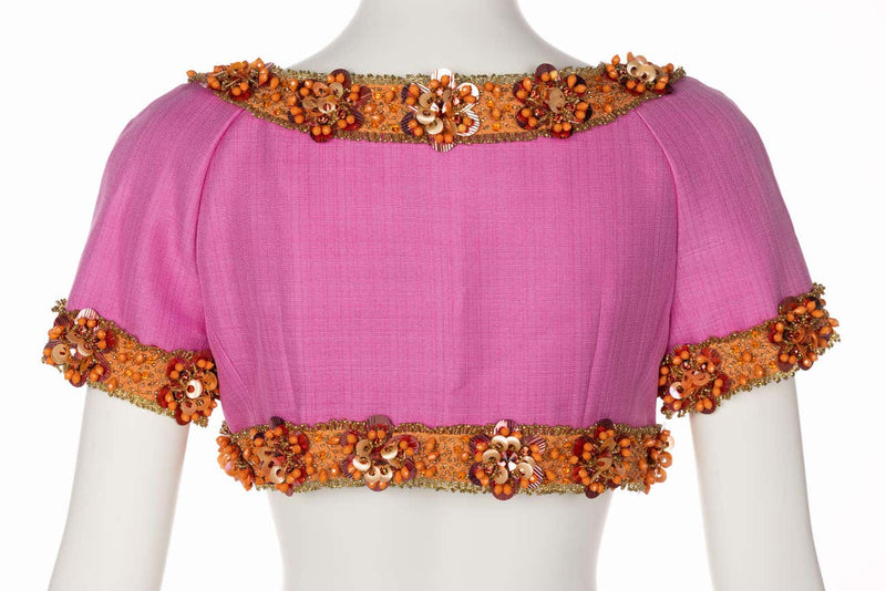 Christian Dior Pink Beaded Cropped Jacket Top Demi Couture Resort 2009