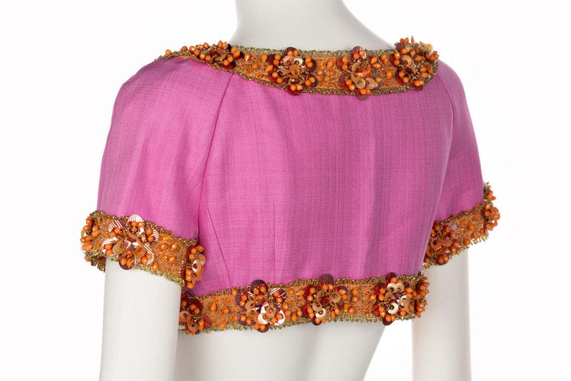 Christian Dior Pink Beaded Cropped Jacket Top Demi Couture Resort 2009