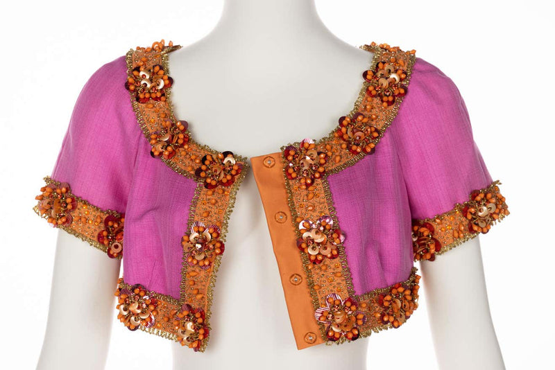 Christian Dior Pink Beaded Cropped Jacket Top Demi Couture Resort 2009