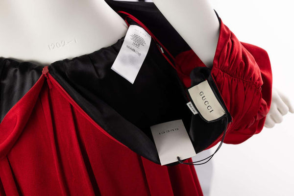 Gucci Red Hammered Silk Gown New with Tags Runway Fall 2018 New Tags