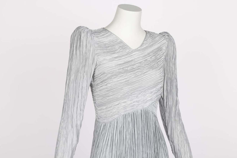 Vintage Mary Mcfadden Silver Gray Pleated Dress